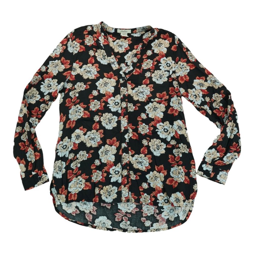 Love Potion Women's Floral Print‎ Medium Long Sleeve Blouse Rayon